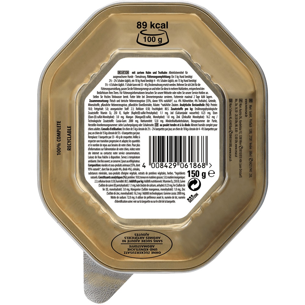 CESAR® Klassik-Terrine mit Huhn & Truthahn, 150g - 2