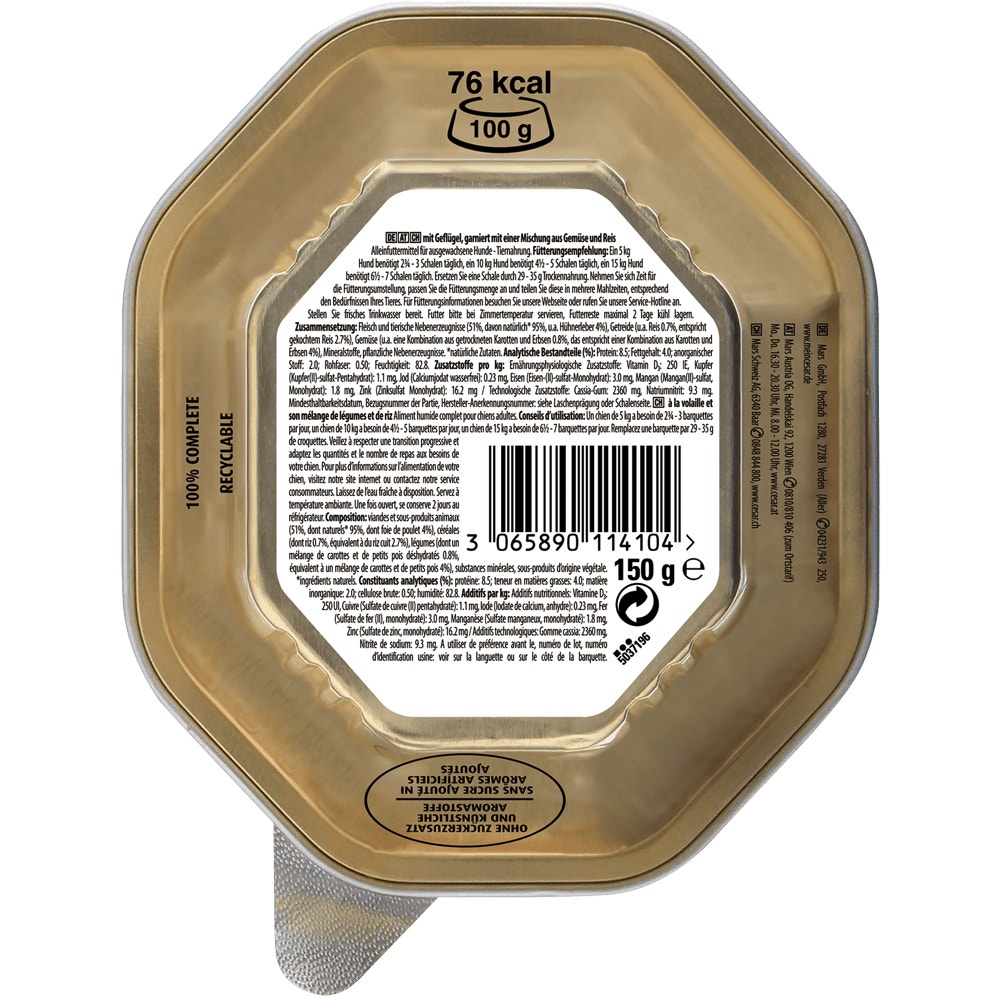 CESAR® Garten-Terrine mit Geflügel, Gemüse & Reis, 150g - 2