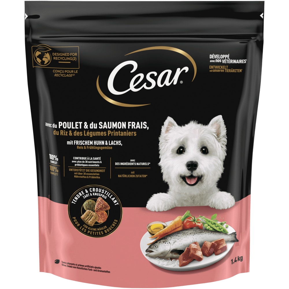 CESAR® Huhn & Lachs Trockenfutter für kleine Hunde, 1,4kg - 1