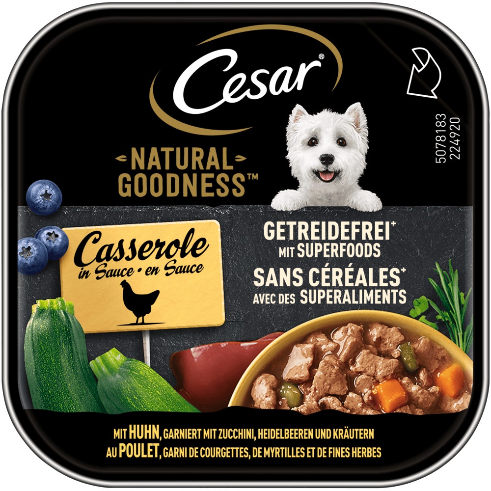 CESAR® NATURAL GOODNESS™ Casserole in Sauce mit Huhn, ohne Getreide, mit Superfoods, 100g - 1