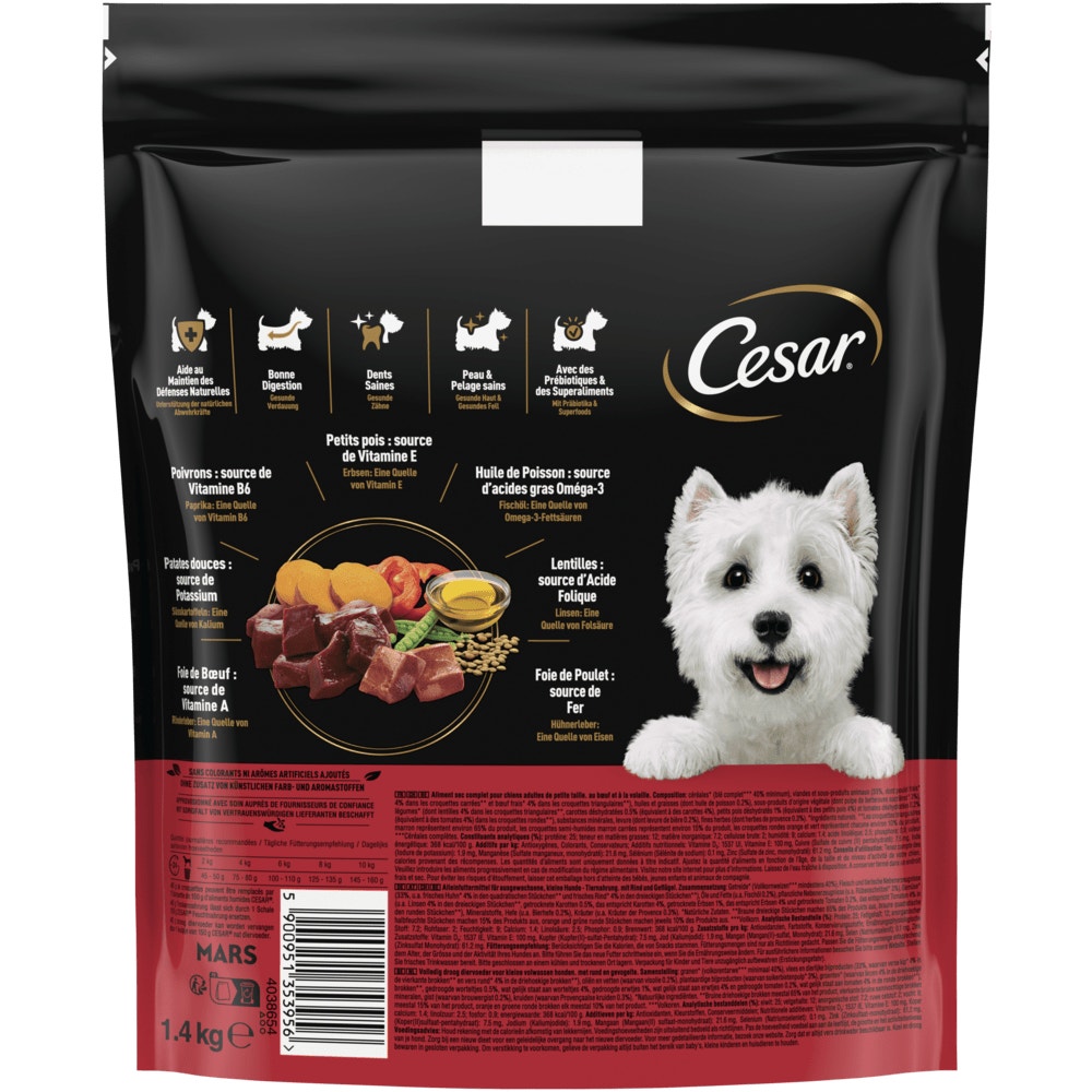 CESAR® Rind & Geflügel Trockenfutter für kleine Hunde, 1,4kg - 2